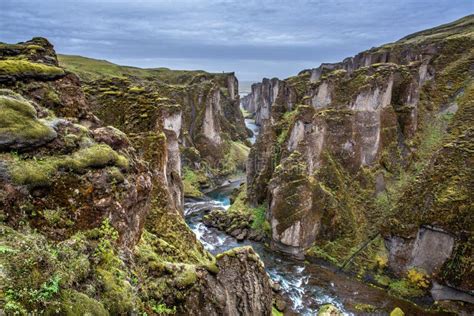 The Fjadrargljufur Canyon Iceland Stock Photo Image Of Blue Deep