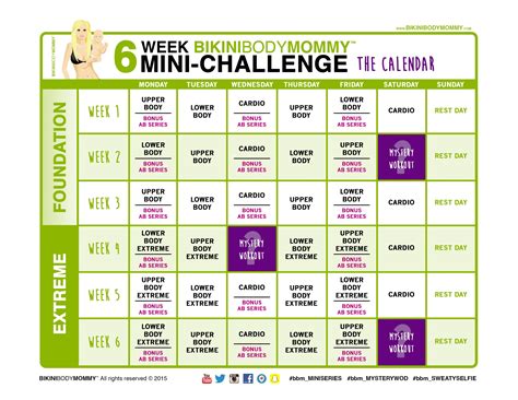Weight Workout Plan Bikini Body Mommy 6 Week Workout Plan
