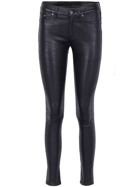 lyst rag and bone leather skinny jeans in blue