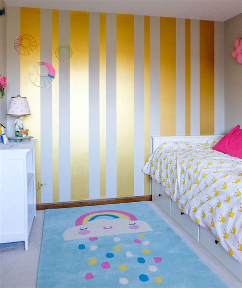 Gold Striped Feature Wall Feature Wall Bedroom Wall