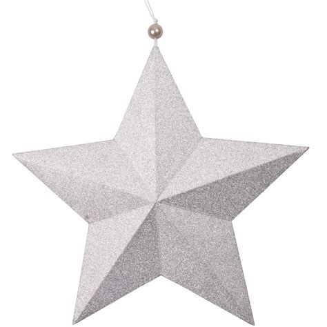 5 Point Star Hanging Decoration With Glitter Finish - 22cm