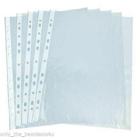 A4 Clear Plastic Poly Punched Pockets Strong Filing Wallets Sleeves