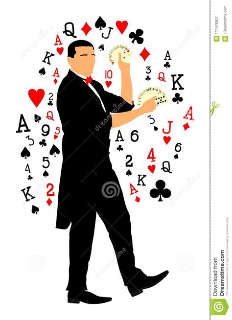 Magician Performing Trick With Cards Vector Illustration Isolated On