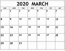 March 2020 Calendar Printable Template in PDF Word Excel