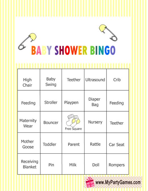 Free Printable Baby Shower Bingo Game Cards