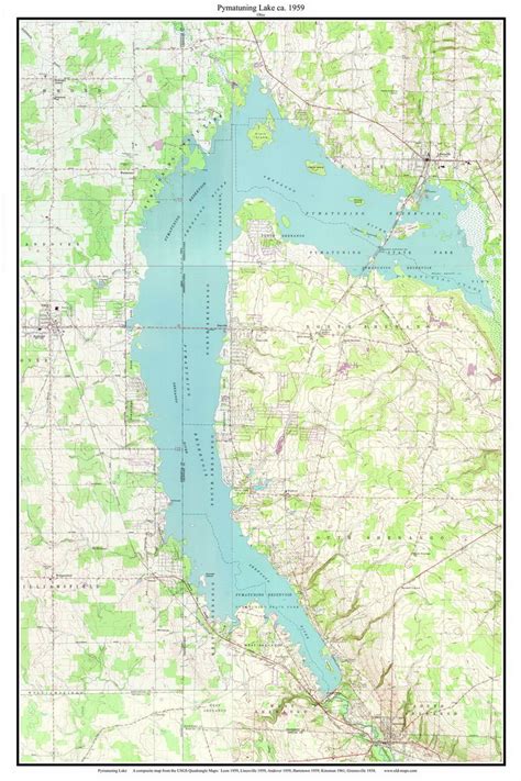 Pymatuning Lake 1959 Custom Usgs Old Topo Map Ohio Old Maps