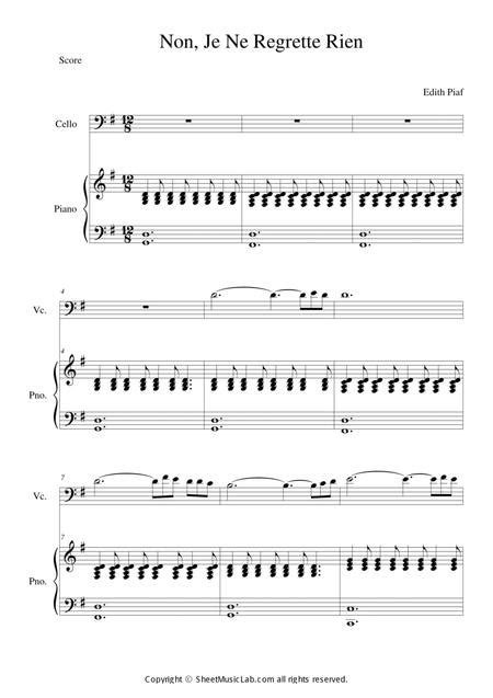 non je ne regrette rien by charles dumont digital sheet music for score and parts download