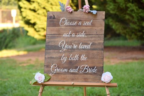 choose a seat not a side wedding ceremony sign rustic wedding sign country barn babe
