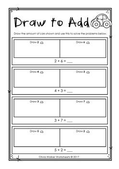 Draw to Add - Addition to Ten - Adding to 10 - Worksheets - Printables