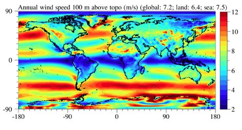 Global Average Wind Speed Map