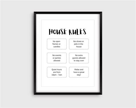 Printable House Rules For Guests