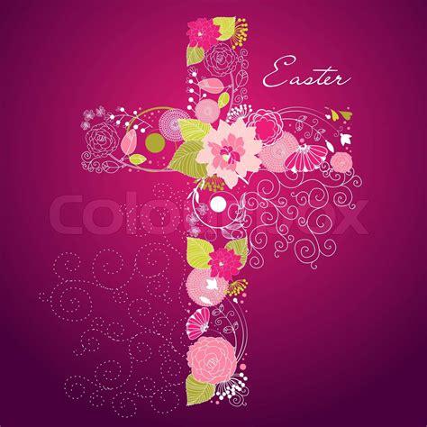 Beautiful Cross Made From Flowers Stock Vector Colourbox