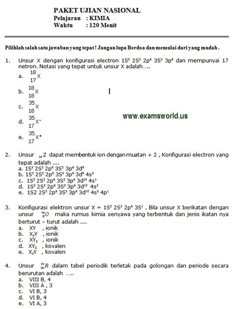 Kali ini, contoh soal yang akan dibahas memiliki materi tentang trigonometri dan logaritma dari aljabar. Kumpulan Soal Latihan Ujian Nasional Kimia SMA - SoalUjian.Net