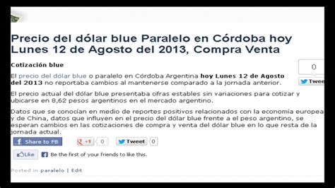 ¿cómo se controla el precio del dólarblue hoy argentina? Dólar paralelo blue en Córdoba Argentina Hoy Lunes 12 de ...