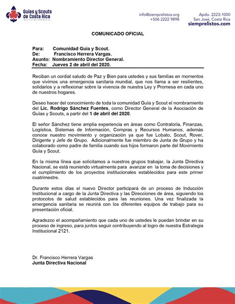 Comunicado Oficial Sobre El Nombramiento Del Director General Siempre