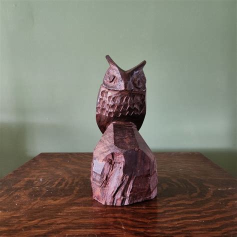 Carved Wood Owl Etsy