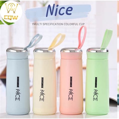 Cqw No1 Nice Cup Glass Bottle Tumbler Creative Leakproof Water Cup Stainless Aqua Flask 400ml