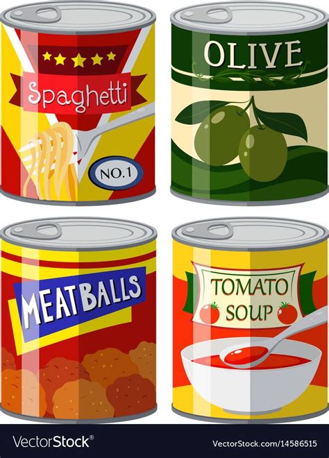 Set Of Canned Foods Illustration Royalty Free Svg Cliparts Clip Art