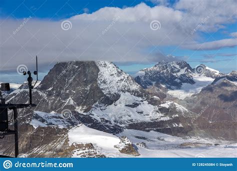 Winter View Of Mount Matterhorn Covered With Clouds Canton Of Valais