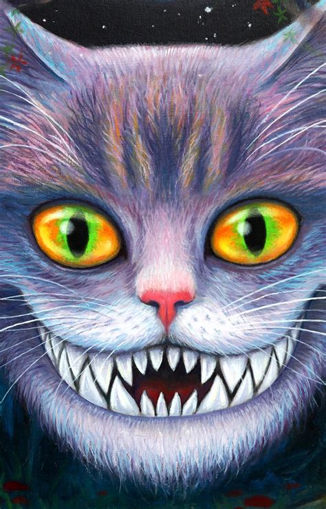 Alice In Wonderland Cheshire Cat Horror Art Original Etsy