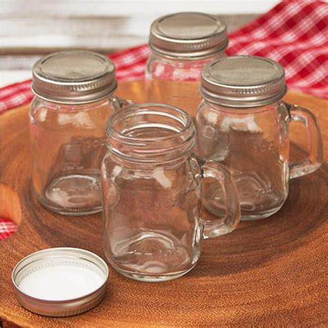 4 Mason Jar With Handle Lid Mug Rustic Bridal Wedding Drinking Glass 13