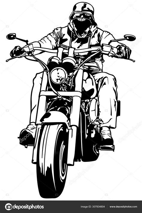 Man On Motorcycle Clipart Black And White