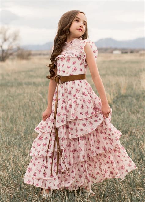 Caroline Maxi Dress In Vintage Floral Joyfolie Girls Maxi Dresses