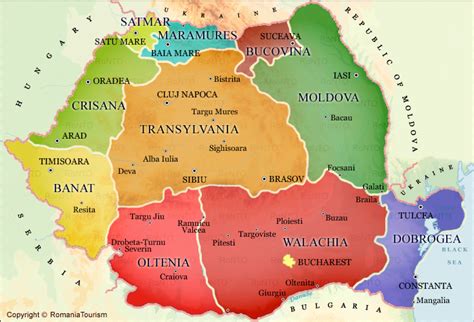 Romania Historical Regions Map Travel And Tourism Information