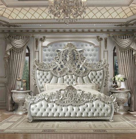 Luxury Glossy White King Bedroom Set 3pcs Carved Wood Homey Design Hd