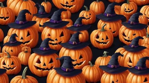 premium ai image halloween banner cute pumpkins with googly eyes witch hat set orange pumpkin