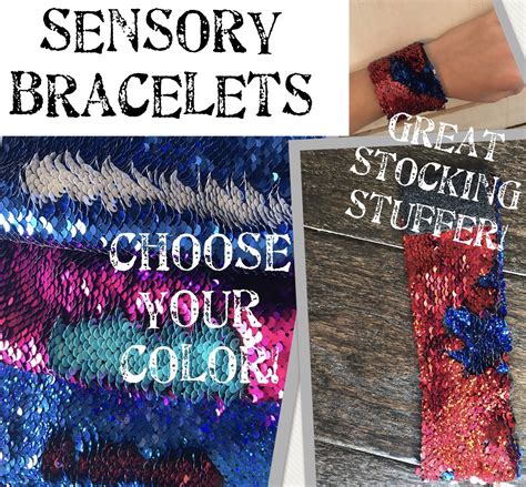 Sensory Sequin Bracelets Choose Your Color Adjustable Size By