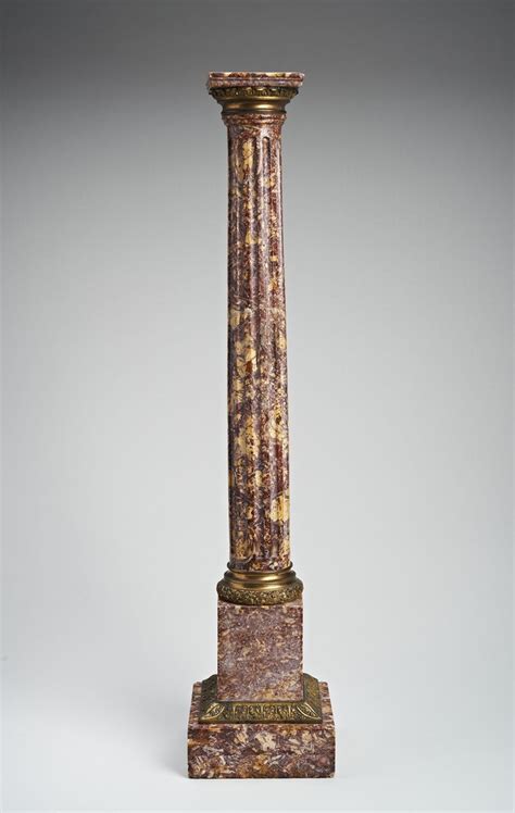 Neoclassical Fluted Brocatelle Marble Column With Gilt Bronze Mounts