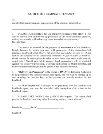 Free Ohio Day Notice To Quit Lease Termination Letter Pdf