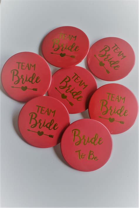 Hen Party Badges Team Bride Rose Pink And Gold Party Badges Etsy Israel