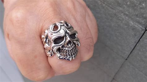 Sterling Silver Tribal Tattoo Skull Ring Youtube