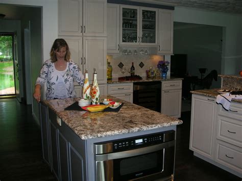 Two Tone Kitchen Remodel With Under Counter Microwave Drawer In The