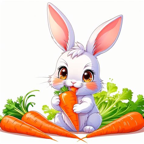 Cartoon Baby Bunny Eating Carrot Stable Diffusion En Línea