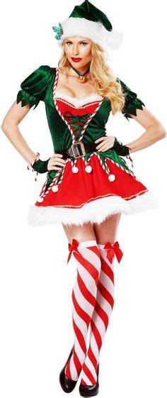 Santas Sexy Helper Candy Stripe Elf Fur Trim Dress Christmas Costume