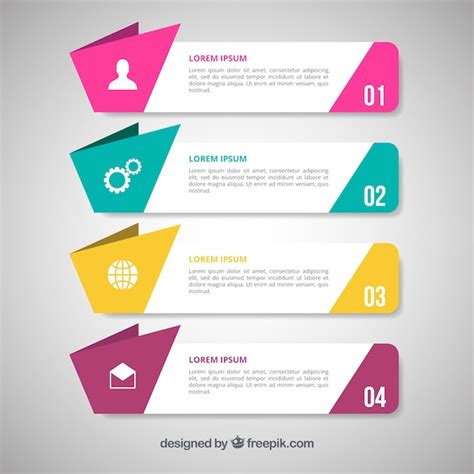 Free Vector Set Of Four Infographic Banners With Colored Shapes