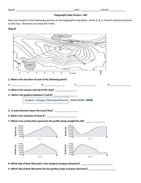 Topographic Map Reading Worksheet Answers