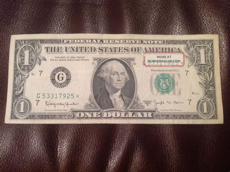 1963 One Dollar Bill Star Note Barr Note Circulated, Federal Reserve Note