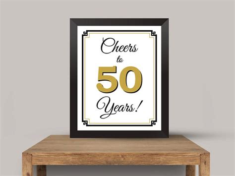 Printable Cheers To 50 Years Sign 50th Birthday 50th Etsy Uk
