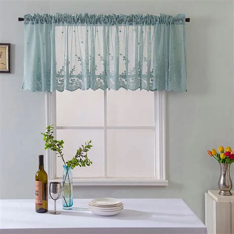 Lace Door Window Curtain Waffle Woven Textured Valance for Bathroom