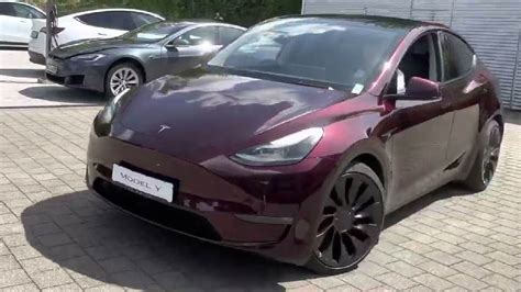 Tesla Model Y Performance Spotted In New Midnight Cherry Red