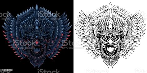 Garuda Jatayu Balinese In Neon Color Stock Illustration Download