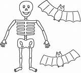 Skeleton Coloring Halloween Drawing Easy Printable Clipart Skeletons Coloriage Dessin Scary Squelette Drawings Facile Skull Bone Template Bats Cliparts Dessins sketch template