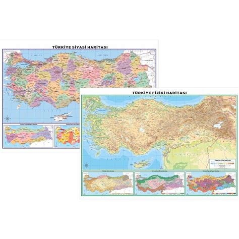 Türkiye Fiziki ve Siyasi Haritası Çift Taraflı 50x70 cm Fiyatı ve