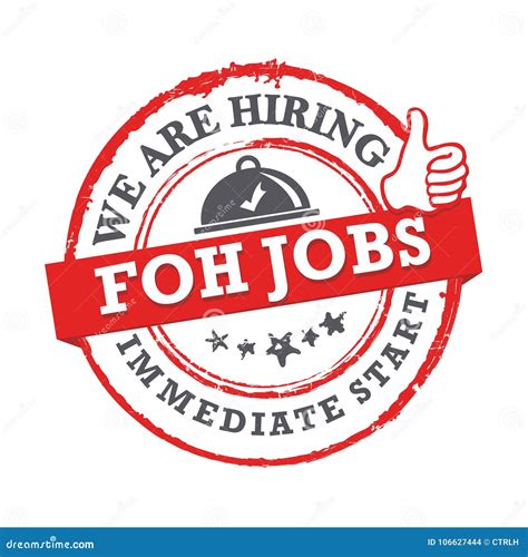 We are Hiring - FOH Jobs Available for Immediate Start - Printable