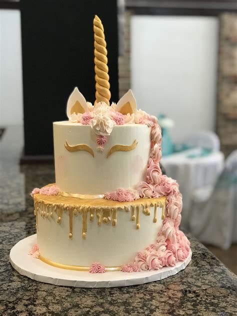 Frost the outside and top of the cake with remaining frosting. 2 tier unicorn cake | Cake, Unicorn cake, Kids birthday