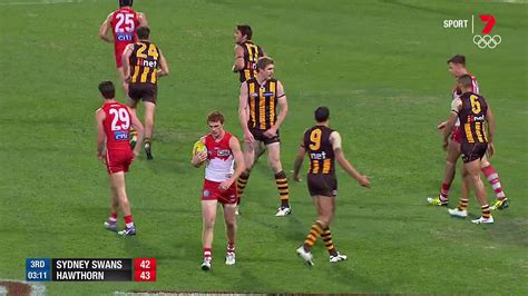 Check out his latest detailed stats including goals, assists, strengths & weaknesses and match ratings. Round 17 AFL Highlights - Sydney Swans v Hawthorn - YouTube
